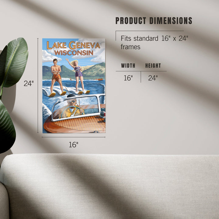 Lake Geneva, Wisconsin, Water Skiing Scene, Art & Giclee Prints - Lantern Press