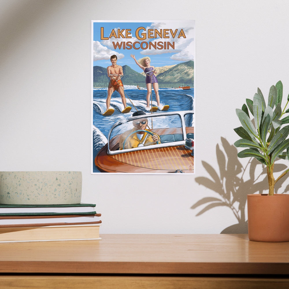 Lake Geneva, Wisconsin, Water Skiing Scene, Art & Giclee Prints - Lantern Press