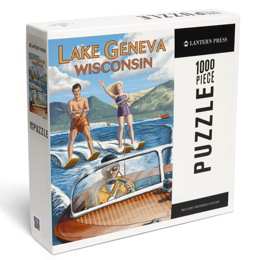 Lake Geneva, Wisconsin, Water Skiing Scene, Jigsaw Puzzle Puzzle Lantern Press