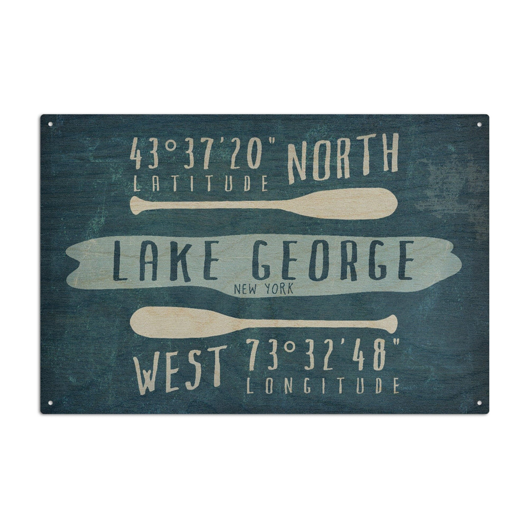 Lake George, New York, Lake Essentials, Latitude & Longitude, Lantern Press Artwork, Wood Signs and Postcards - Lantern Press