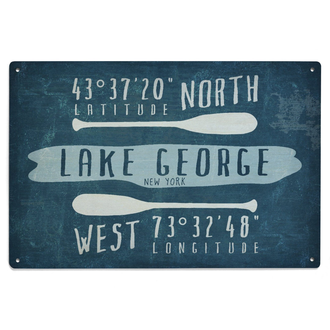 Lake George, New York, Lake Essentials, Latitude & Longitude, Lantern Press Artwork, Wood Signs and Postcards - Lantern Press