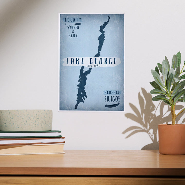 Lake George, New York, Lake Essentials, Shape, Acreage and County, Art & Giclee Prints - Lantern Press