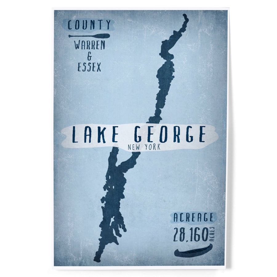 Lake George, New York, Lake Essentials, Shape, Acreage and County, Art & Giclee Prints - Lantern Press