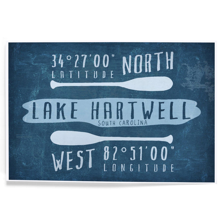 Lake Hartwell, South Carolina, Lake Essentials, Latitude and Longitude, Art & Giclee Prints - Lantern Press