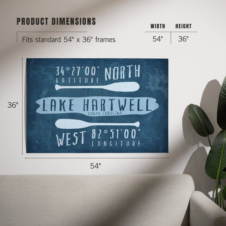 Lake Hartwell, South Carolina, Lake Essentials, Latitude and Longitude, Art & Giclee Prints - Lantern Press