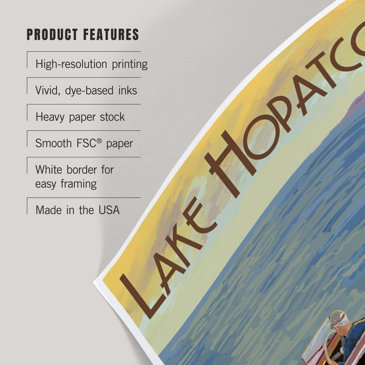 Lake Hopatcong, New Jersey, Wooden Boat on Lake, Art & Giclee Prints - Lantern Press