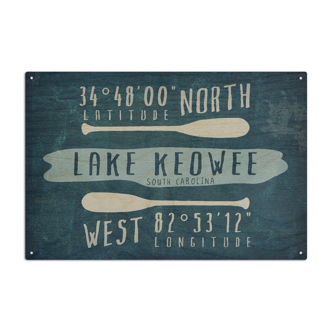 Lake Keowee, South Carolina, Lake Essentials, Latitude & Longitude, Lantern Press Artwork, Wood Signs and Postcards - Lantern Press