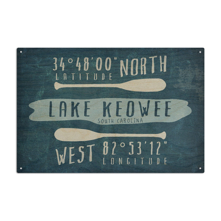 Lake Keowee, South Carolina, Lake Essentials, Latitude & Longitude, Lantern Press Artwork, Wood Signs and Postcards - Lantern Press
