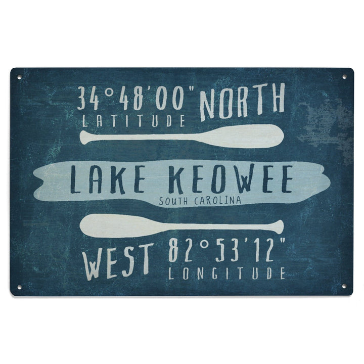 Lake Keowee, South Carolina, Lake Essentials, Latitude & Longitude, Lantern Press Artwork, Wood Signs and Postcards - Lantern Press