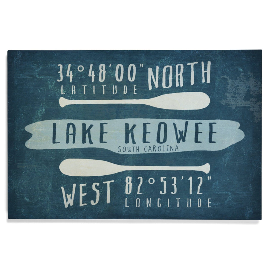 Lake Keowee, South Carolina, Lake Essentials, Latitude & Longitude, Lantern Press Artwork, Wood Signs and Postcards - Lantern Press