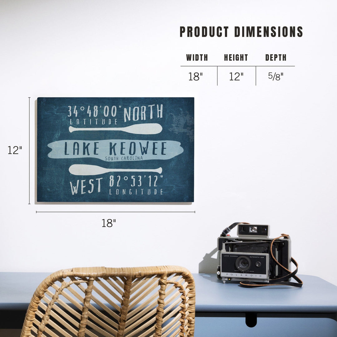 Lake Keowee, South Carolina, Lake Essentials, Latitude & Longitude, Lantern Press Artwork, Wood Signs and Postcards - Lantern Press