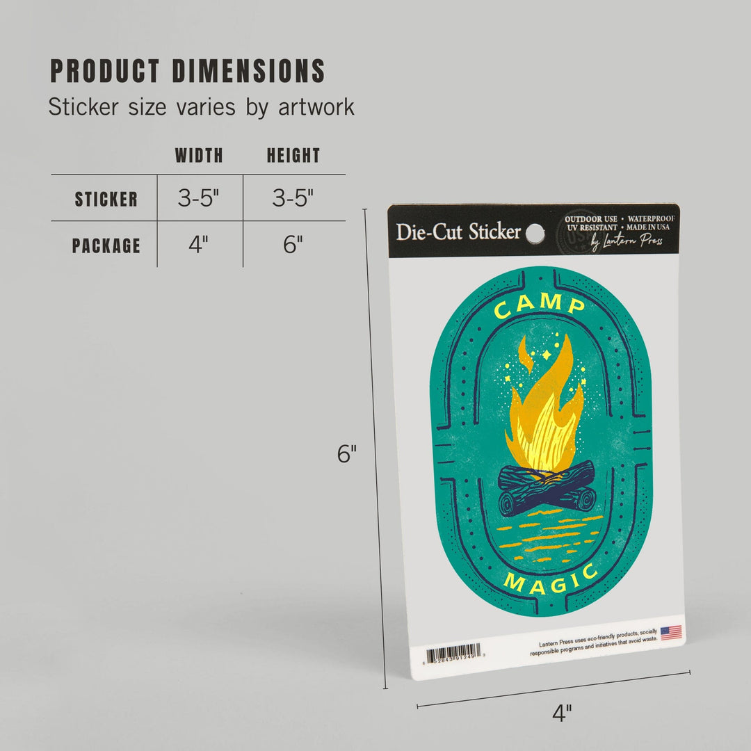 Lake Life Series, Camp Magic, Contour, Vinyl Sticker Sticker Lantern Press