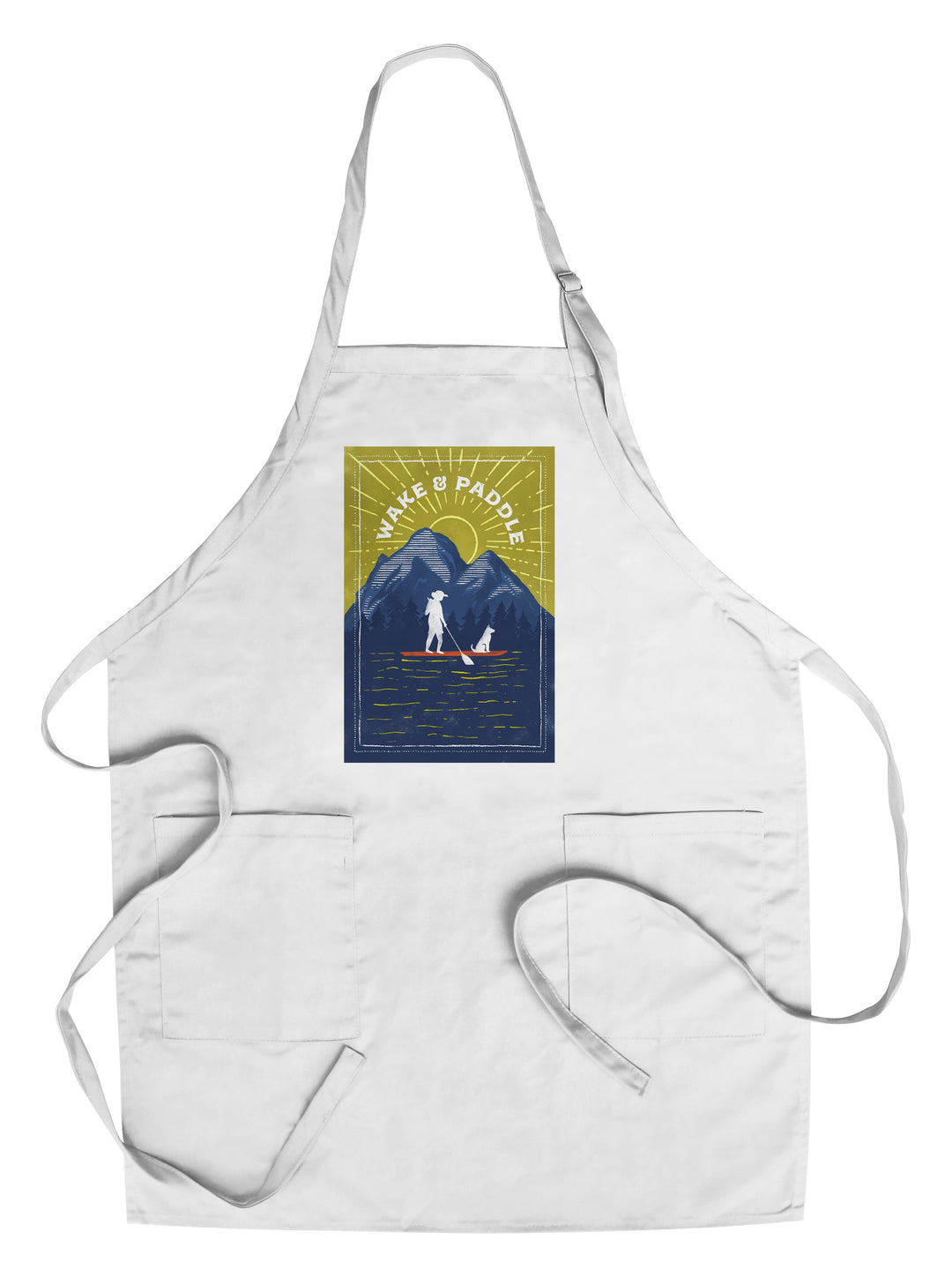 Lake Life Series, Wake And Paddle, Landscape With Mountain, Organic Cotton Kitchen Tea Towels - Lantern Press