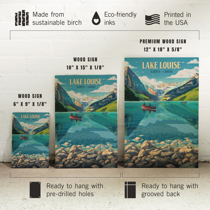 Lake Louise, Alberta, Canada, Lithograph, Summer on Lake Louise, Wood Signs and Postcards Wood Lantern Press