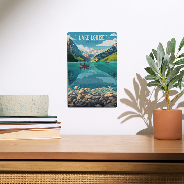 Lake Louise, Alberta, Canada, Lithograph, Summer on Lake Louise, Wood Signs and Postcards Wood Lantern Press