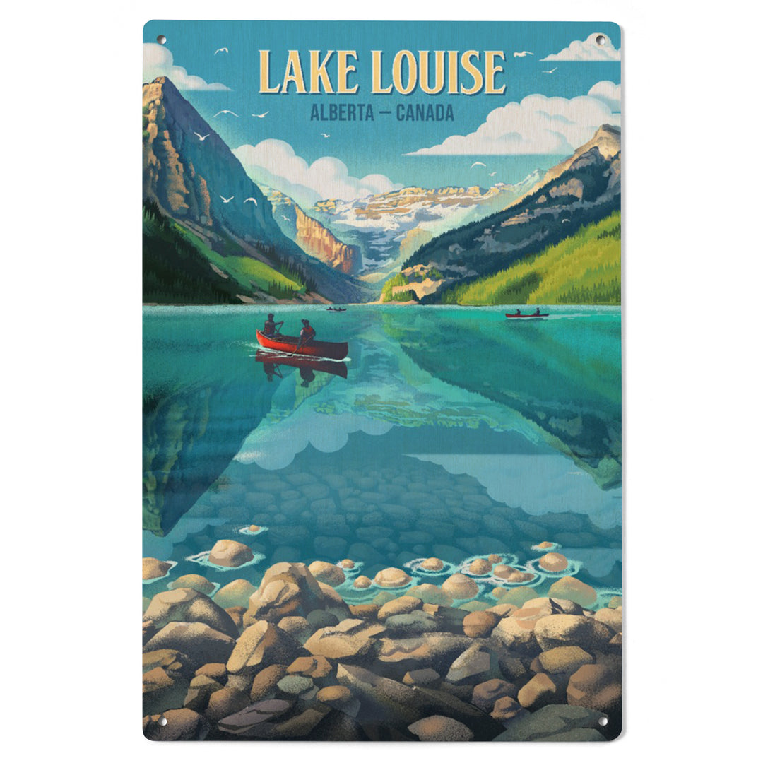 Lake Louise, Alberta, Canada, Lithograph, Summer on Lake Louise, Wood Signs and Postcards Wood Lantern Press