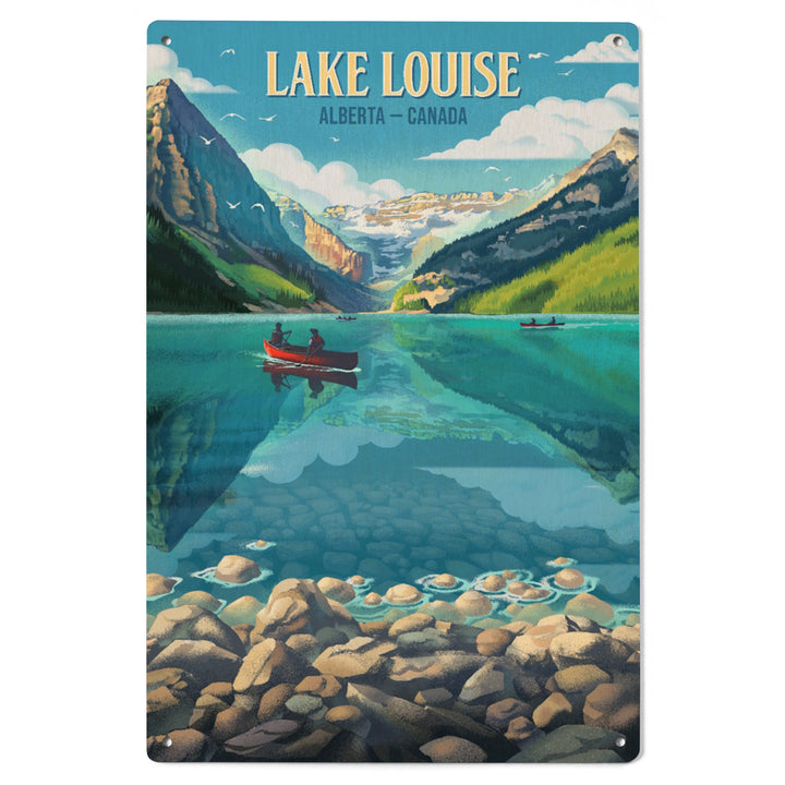 Lake Louise, Alberta, Canada, Lithograph, Summer on Lake Louise, Wood Signs and Postcards Wood Lantern Press