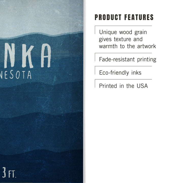 Lake Minnetonka, Minnesota, Lake Essentials, Lake Depth, Lantern Press Artwork, Wood Signs and Postcards - Lantern Press