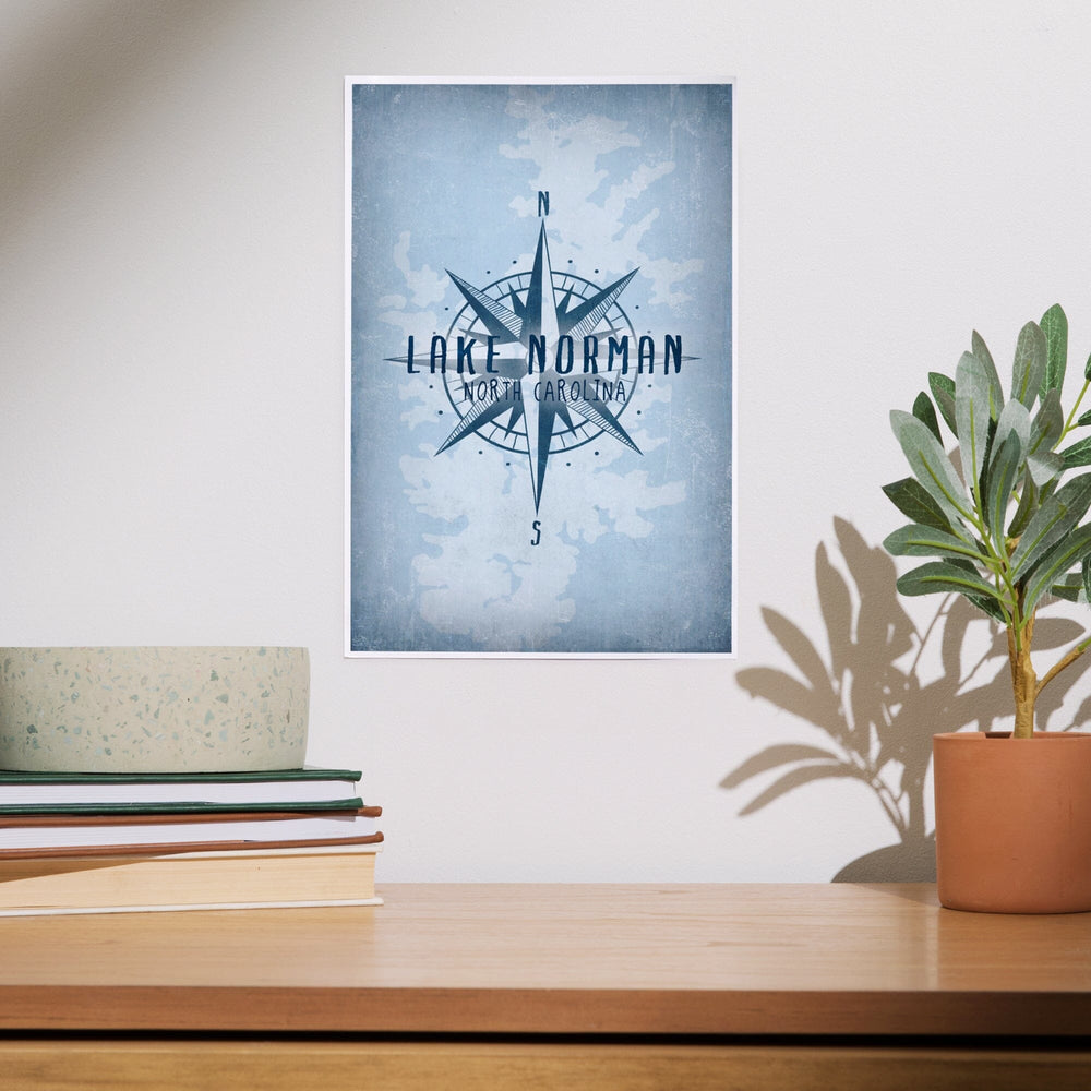 Lake Norman, North Carolina, Lake Essentials, Lake and Compass, Art & Giclee Prints - Lantern Press