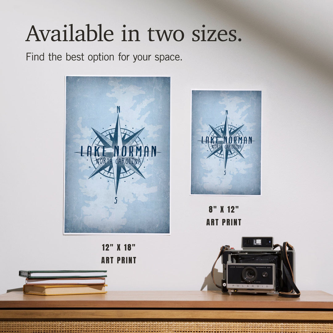 Lake Norman, North Carolina, Lake Essentials, Lake and Compass, Art & Giclee Prints - Lantern Press