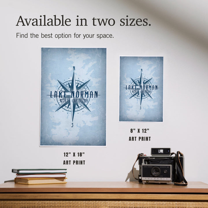 Lake Norman, North Carolina, Lake Essentials, Lake and Compass, Art & Giclee Prints - Lantern Press