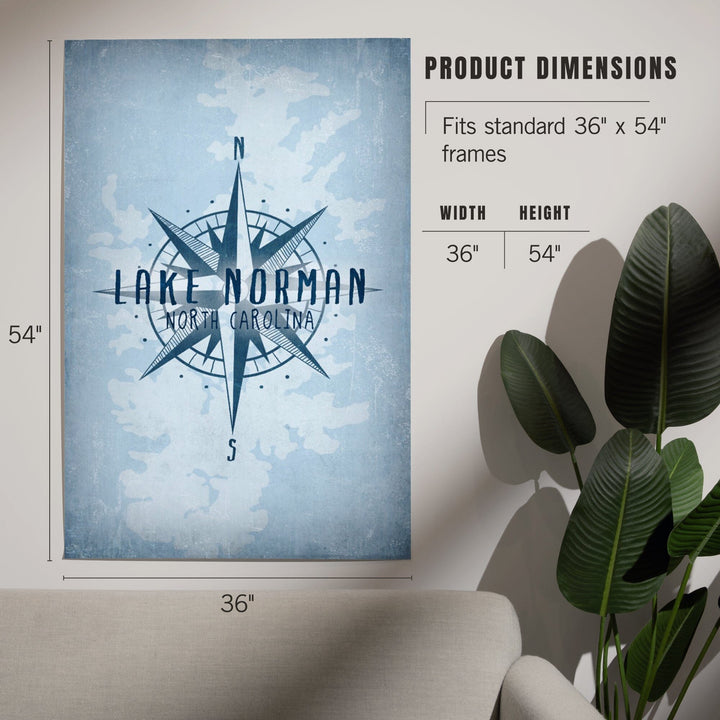 Lake Norman, North Carolina, Lake Essentials, Lake and Compass, Art & Giclee Prints - Lantern Press