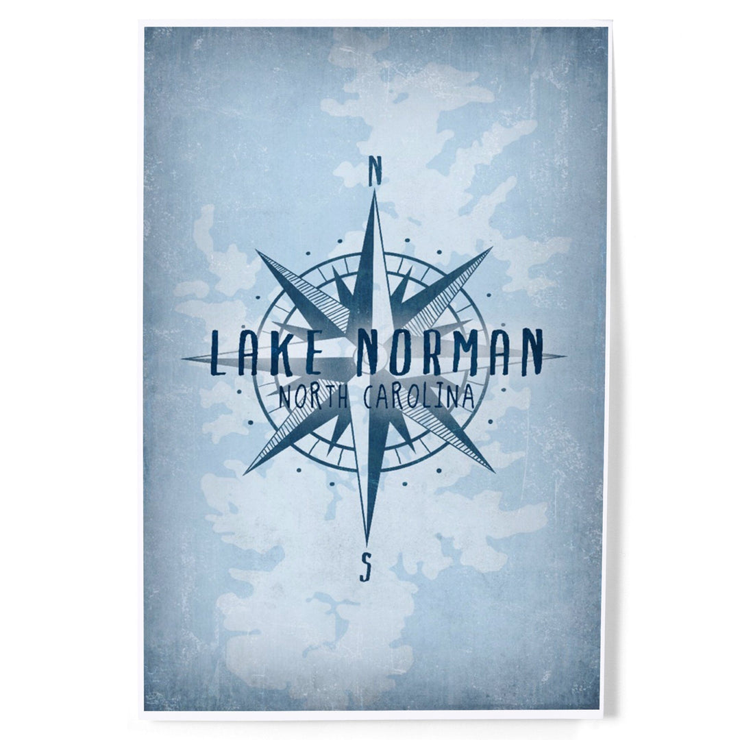 Lake Norman, North Carolina, Lake Essentials, Lake and Compass, Art & Giclee Prints - Lantern Press
