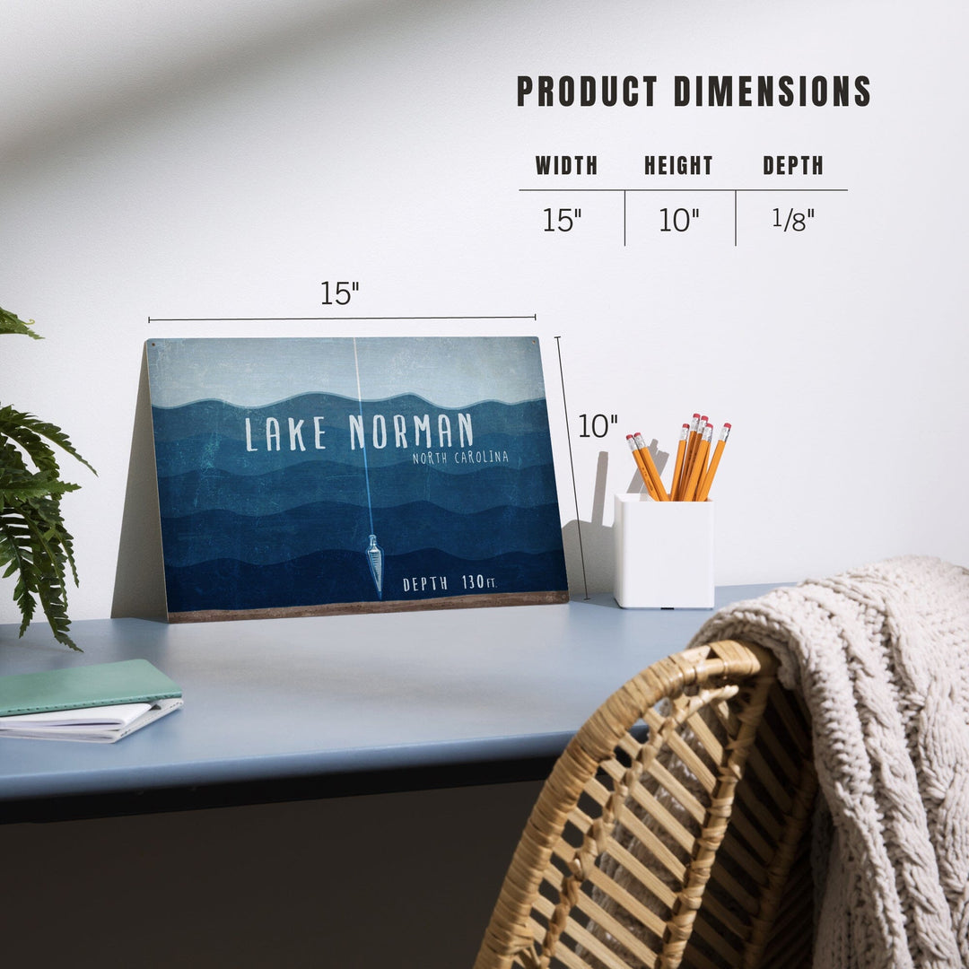 Lake Norman, North Carolina, Lake Essentials, Lake Depth, Lantern Press Artwork, Wood Signs and Postcards - Lantern Press