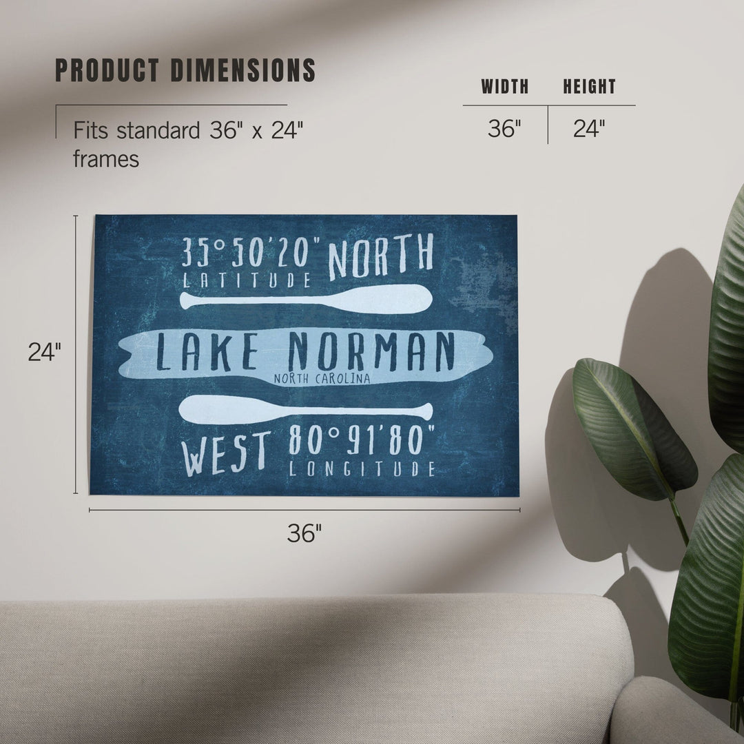 Lake Norman, North Carolina, Lake Essentials, Latitude and Longitude, Art & Giclee Prints - Lantern Press