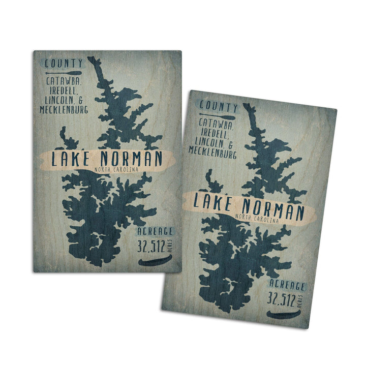 Lake Norman, North Carolina, Lake Essentials, Shape, Acreage & County, Lantern Press Artwork, Wood Signs and Postcards - Lantern Press