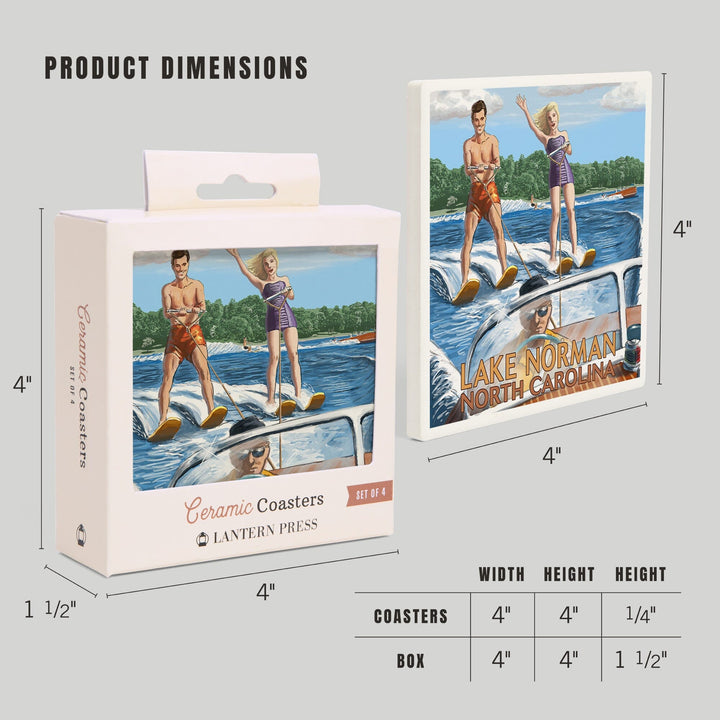 Lake Norman, North Carolina, Water Skiing, Coasters Coasters Lantern Press