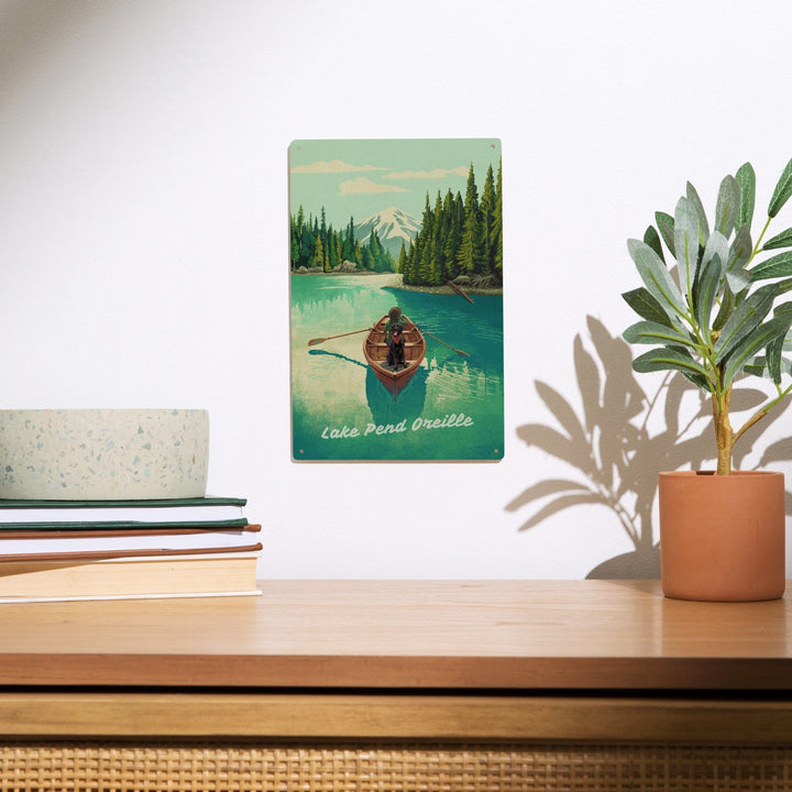 Lake Pend Oreille, Idaho, Get Outside Series, Quiet Explorer, Boating, Mountain, Wood Signs and Postcards Wood Lantern Press