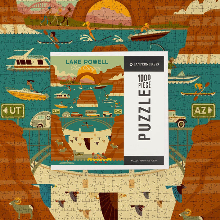 Lake Powell, Arizona, Glen Canyon Dam, Geometric, Jigsaw Puzzle Puzzle Lantern Press