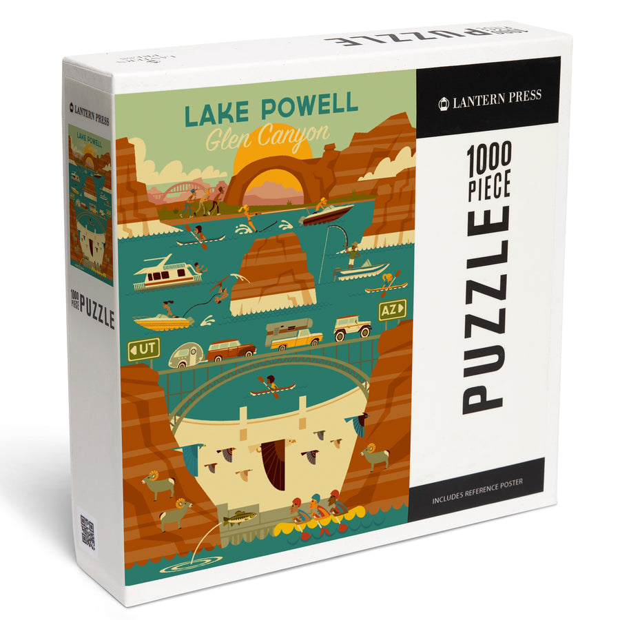 Lake Powell, Arizona, Glen Canyon Dam, Geometric, Jigsaw Puzzle Puzzle Lantern Press