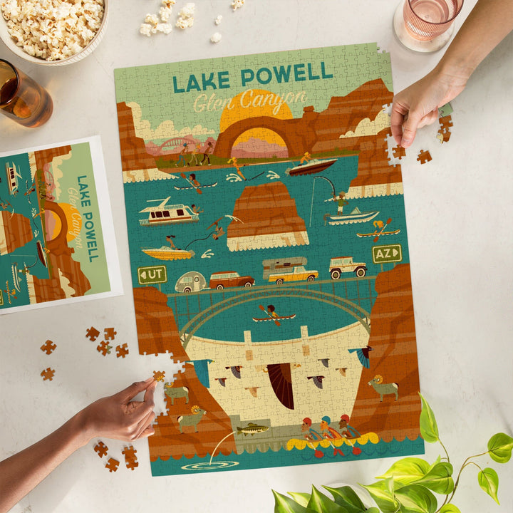 Lake Powell, Arizona, Glen Canyon Dam, Geometric, Jigsaw Puzzle Puzzle Lantern Press