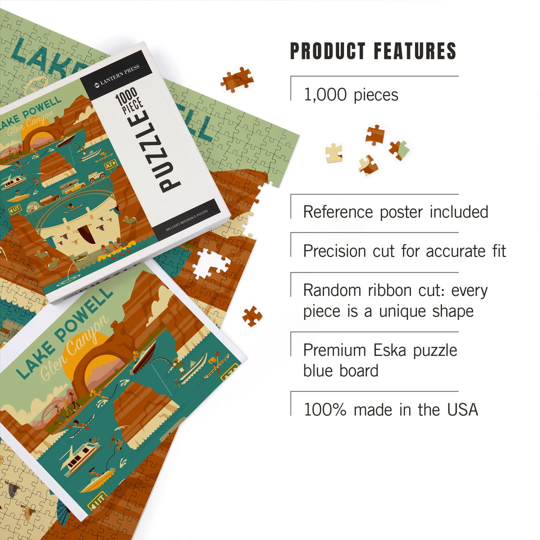 Lake Powell, Arizona, Glen Canyon Dam, Geometric, Jigsaw Puzzle Puzzle Lantern Press