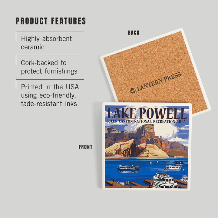 Lake Powell, Colorado, Marina View, Coasters Coasters Lantern Press