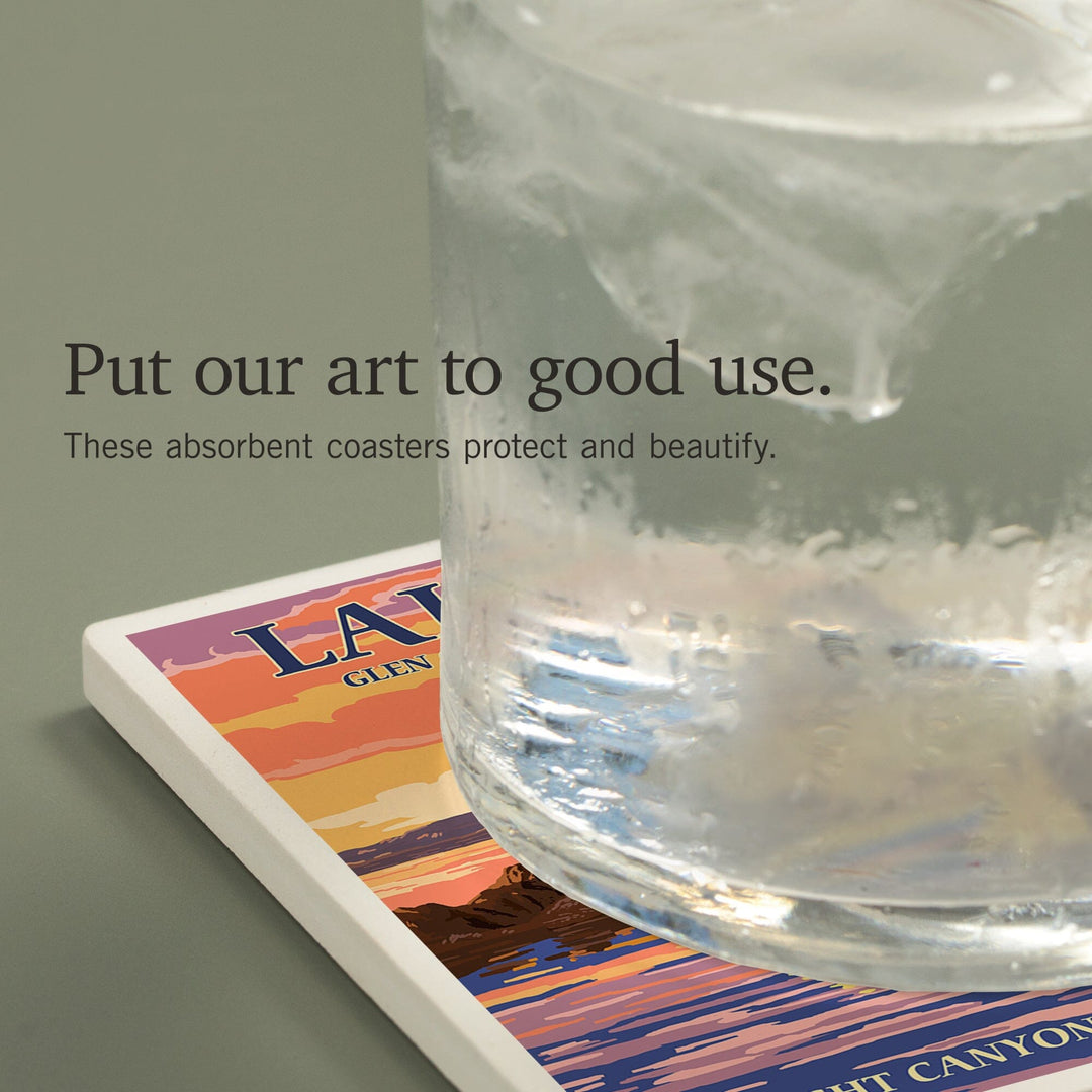 Lake Powell, Gunsight Canyon and Sunset, Coasters Coasters Lantern Press