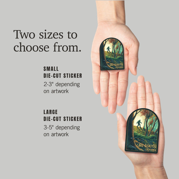 Lake Siskiyou, California, Wanderer, Bigfoot in Forest, Contour, Vinyl Sticker Sticker Lantern Press