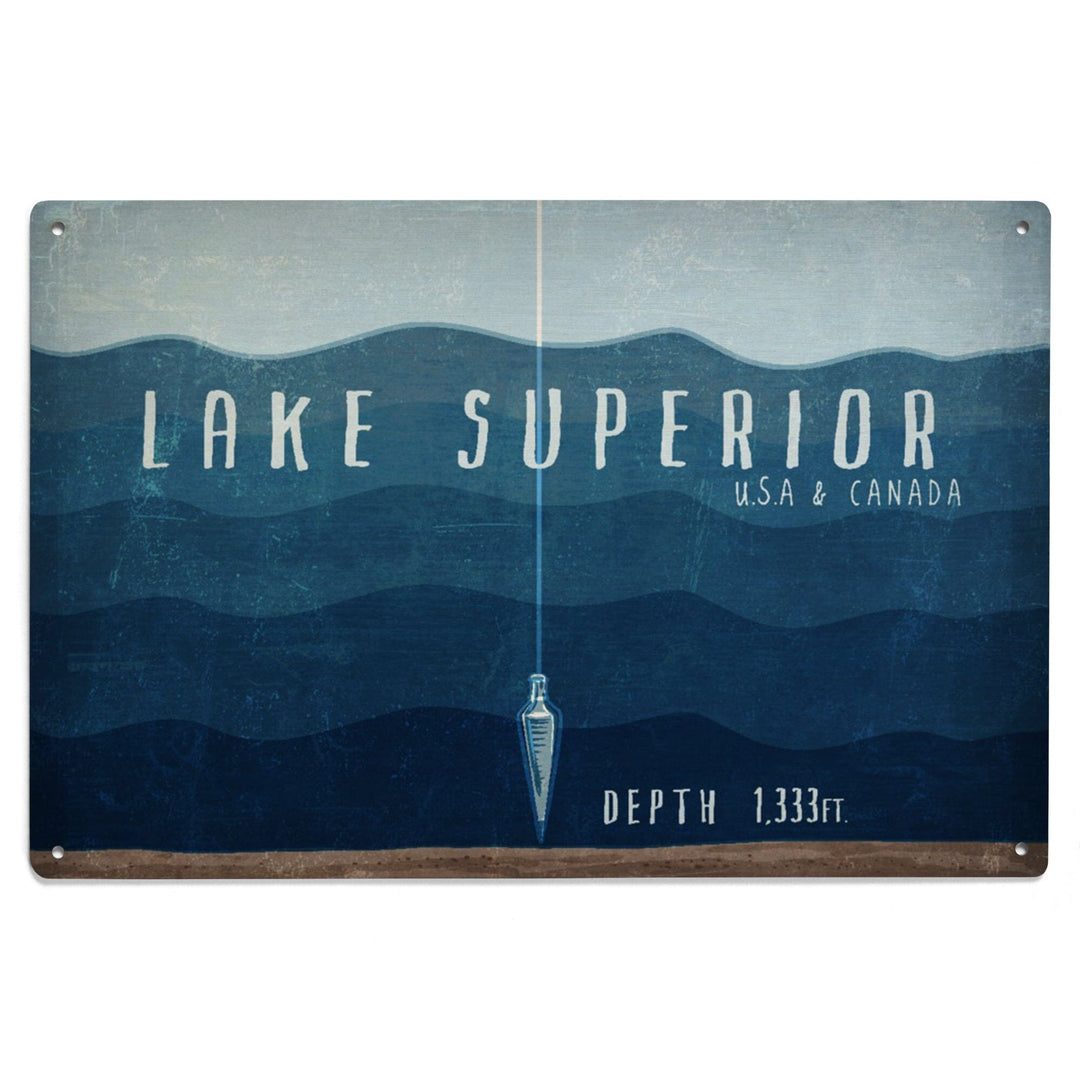 Lake Superior, Wisconsin, Lake Essentials, Lake Depth, Lantern Press Artwork, Wood Signs and Postcards - Lantern Press