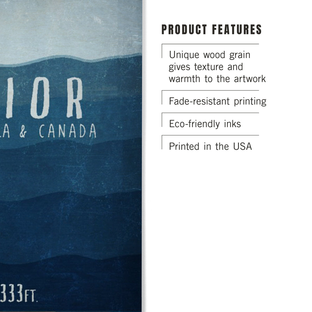 Lake Superior, Wisconsin, Lake Essentials, Lake Depth, Lantern Press Artwork, Wood Signs and Postcards - Lantern Press