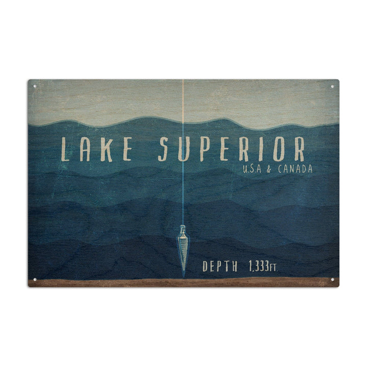 Lake Superior, Wisconsin, Lake Essentials, Lake Depth, Lantern Press Artwork, Wood Signs and Postcards - Lantern Press