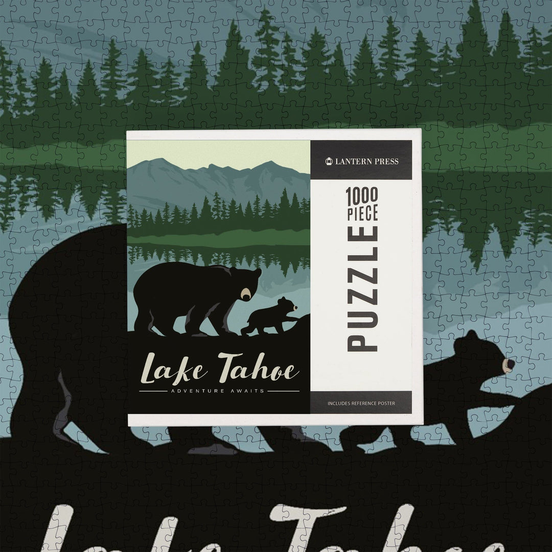 Lake Tahoe, Black Bear and Cub, Jigsaw Puzzle Puzzle Lantern Press