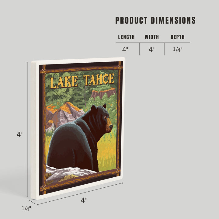 Lake Tahoe, California, Bear in Forest, Coasters Coasters Lantern Press