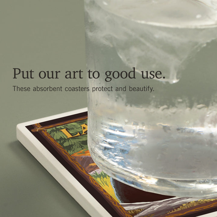 Lake Tahoe, California, Bear in Forest, Coasters Coasters Lantern Press