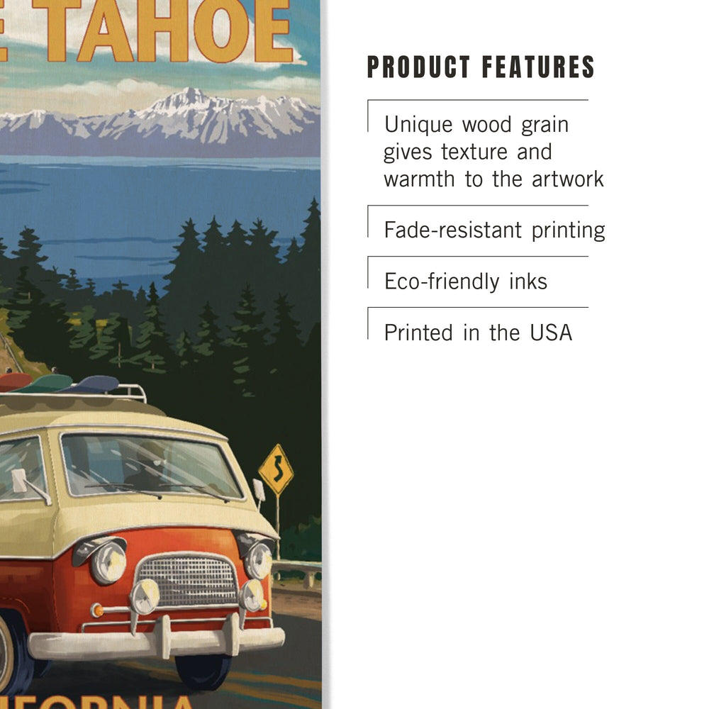 Lake Tahoe, California, Camper Van, Lantern Press Artwork, Wood Signs and Postcards - Lantern Press