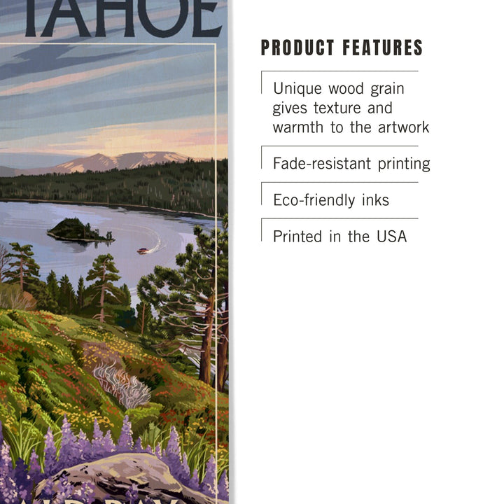 Lake Tahoe, California, Emerald Bay, Lantern Press Artwork, Wood Signs and Postcards - Lantern Press