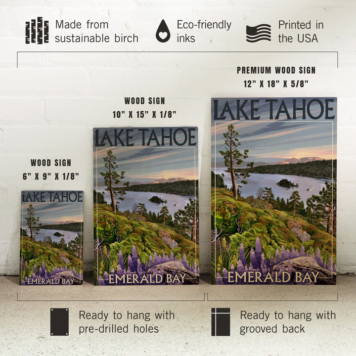 Lake Tahoe, California, Emerald Bay, Lantern Press Artwork, Wood Signs and Postcards - Lantern Press