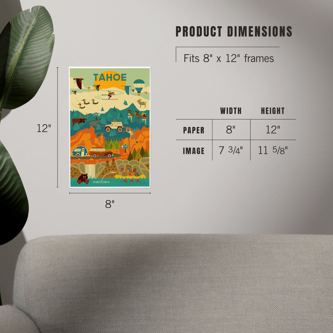 Lake Tahoe, California, Geometric, Tahoe, Art & Giclee Prints Art Lantern Press