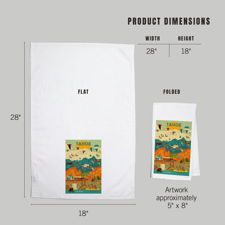 Lake Tahoe, California, Geometric, Tahoe, Organic Cotton Kitchen Tea Towels Kitchen Lantern Press
